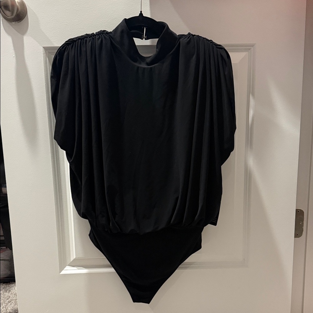 Express Black Gathered Bodysuit